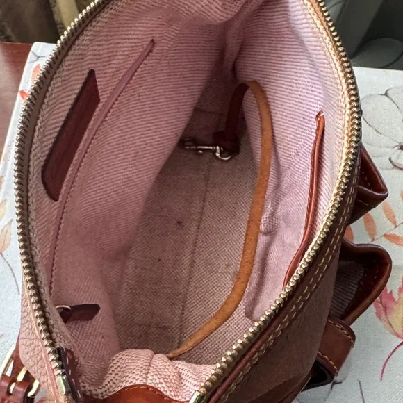 Vintage Dooney & Bourke Pebble Leather Satchel Shoulder Bag with Pockets - Picture 12 of 16